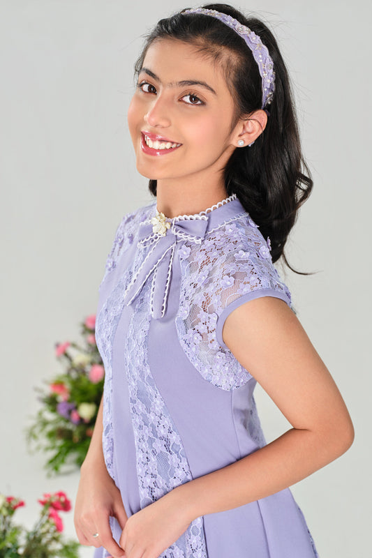 Blossom‑Bow A‑Line Elegance - Purple